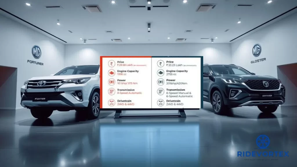 Luxurious interior comparison between MG Gloster and Toyota Fortuner Legender dashboards